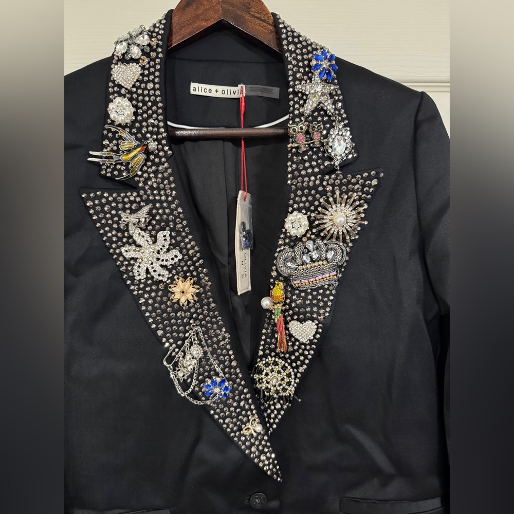 Alice Olivia ELNA EMBELLISHED BLAZER $1295 New - Picture 9 of 12